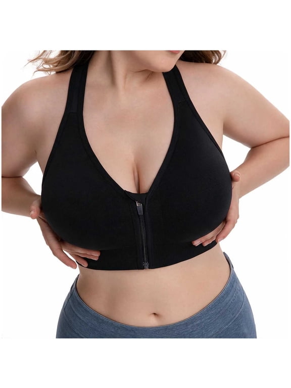 Bralettes for Women Zip Front Closure Sports Bra Seamless Full Coverage Breathable Workout Bras