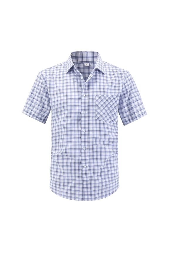 Button Down Shirts for Men Plaid Lapel Short Sleeve Mens Shirts with Pocket Regular Vacation Causal Business Tops for Summer Fall