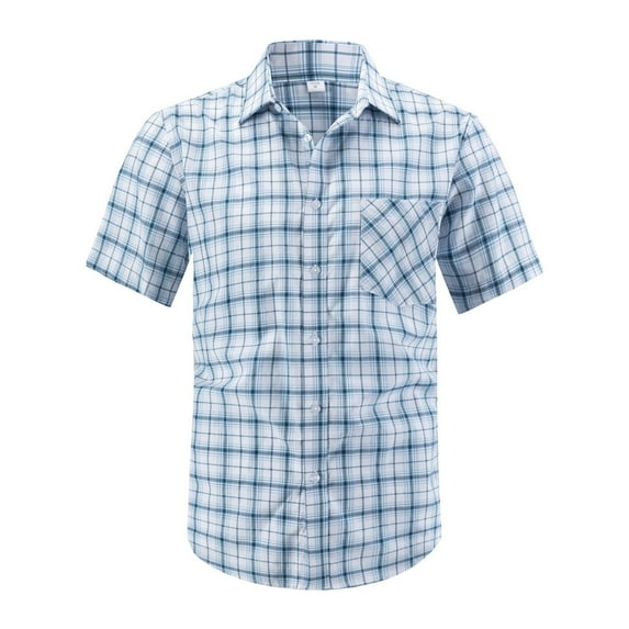 Maplenight Button Down Shirts for Men Plaid Lapel Short Sleeve Mens Shirts with Pocket Regular Vacation Causal Business Tops for Summer Fall