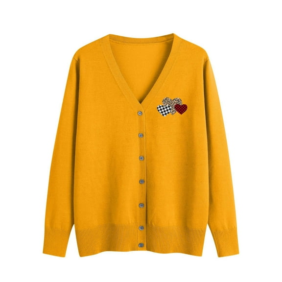 Maplenight Cardigan Sweaters for Women Graphic Print Knit Tops Casual Button Down Long Sleeve Lightweight Sweater