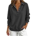 thumbnail image 1 of Maplenight Casaul Sweatshirt for Women Collared Snap-Button Long Sleeve Pullover Ribbed Cuffs Loose Fit Fall Sweatshirts, 1 of 6