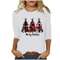 thumbnail image 1 of Maplenight Christmas Shirts for Women 3/4 Length Sleeve Tunic Tops Xmas Tree Cute Print T Shirts Crew Neck Graphic Tees, 1 of 4