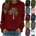 thumbnail image 1 of Maplenight Christmas Sweatshirts for Women Casual Crew Neck Pullover Sweatshirt Relaxed Fit Holiday Vacation Graphic Tees Tops, 1 of 4
