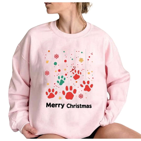 Maplenight Christmas Sweatshirts for Women Fleece Graphic Printed Crew Neck Sweatshirts Fall Winter Long Sleeve Casual Pullover Tops
