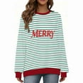 thumbnail image 1 of Maplenight Christmas Sweatshirts for Women Letter Printed Striped Crew Neck Sweatshirt Long Sleeve Regular Fit Casual Pullover Tops, 1 of 7