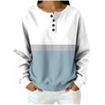 thumbnail image 1 of Maplenight Color Block Sweatshirt for Women Oversized Long Sleeve Henley Tops Casual Pullover Sweatshirts, 1 of 3