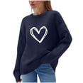 thumbnail image 1 of Maplenight Crew Neck Sweaters for Women Heart Graphic Knit Fall Sweater Loose Fit Long Sleeve Pullover Tops, 1 of 6