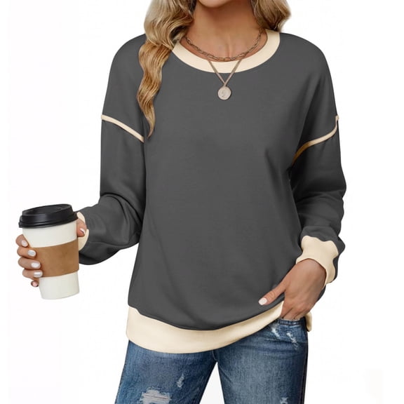 Maplenight Crew Neck Sweatshirts for Women Lightweight Casual Pullover Sweatshirt Fall Winter Relaxed Fit Womens Tops