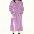 thumbnail image 1 of Maplenight Flannel Nightgowns for Women Long Sleeve Blanket Dress Oversized Fleece Nightgown Thermal Winter Loungewear with Pockets, 1 of 7