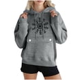 thumbnail image 1 of Maplenight Fleece Christmas Hoodies for Women Snowflake Graphic Long Sleeve Hooded Sweatshirt Drawstring Relaxed Fit Casual Womens Tops for Fall Winter, 1 of 2