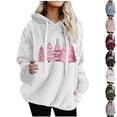 thumbnail image 1 of Maplenight Fleece Christmas Hoodies for Women Xmas Tree Graphic Long Sleeve Hooded Sweatshirts Drawstring Regular Fit Casual Thermal Tops for Fall Winter, 1 of 4