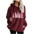 thumbnail image 1 of Maplenight Fleece Christmas Hoodies for Women Xmas Tree Graphic Long Sleeve Hooded Sweatshirts Drawstring Regular Fit Casual Thermal Tops for Fall Winter, 1 of 3