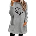 thumbnail image 1 of Maplenight Fleece Pullover Sweatshirt for Women Fuzzy Heart Graphic Longline Cozy Winter Warm Tunic Tops with Pockets, 1 of 4