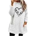 thumbnail image 1 of Maplenight Fleece Pullover Sweatshirt for Women Fuzzy Heart Graphic Longline Cozy Winter Warm Tunic Tops with Pockets, 1 of 4