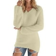thumbnail image 1 of Maplenight Fleece Sweaters for Women Casual V-Neck Pullover Tops Long Sleeve Slim Fit Soft Fuzzy Sweater Winter Thermal Clothes, 1 of 6
