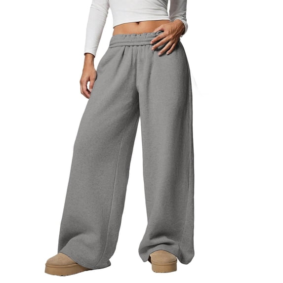 Maplenight Womens Fleece Wide Leg Sweatpants Thermal Elastic Waist Baggy Sweat Pants Sport Running Casual Pants for Fall Winter