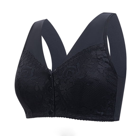 Maplenight Front Closure Bralettes for Women No Underwire Full Coverage Wide Back Seamless Senior Wireless Snap Closing Everyday Bra