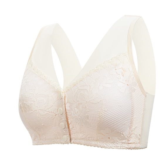 Maplenight Front Closure Bralettes for Women No Underwire Full Coverage Wide Back Seamless Senior Wireless Snap Closing Everyday Bra