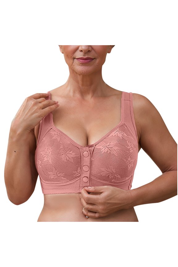 Front Closure Bras for Women No Underwire Full Coverage Bralettes Lace Pattern Support Lightweight Everyday Bra