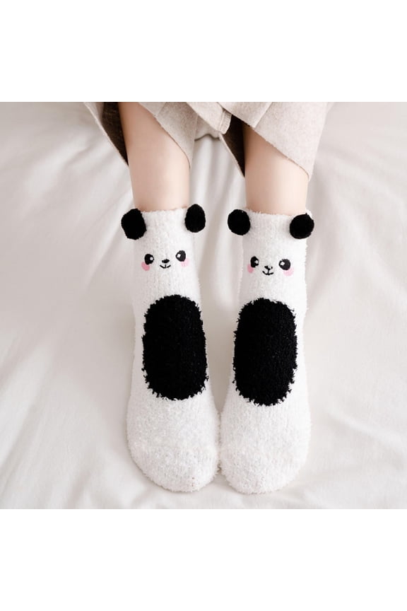 Fuzzy Socks for Women Winter Thick Warm Fluffy Soft Slipper Home Sleeping Cute Animal Socks