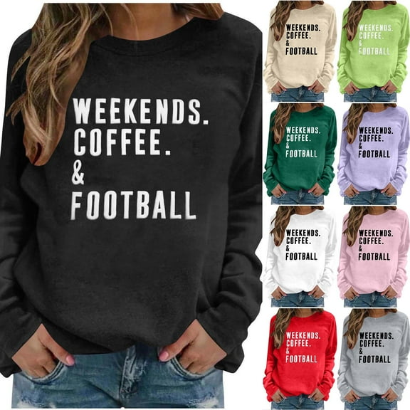 Maplenight Game Day Sweatshirt Football Shirts for Women Weekends Coffee and Football Sweatshirt Women Football Mom Crewneck Pullover
