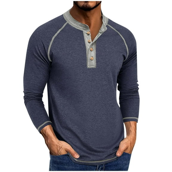 Maplenight Henley Shirts for Men Long Sleeve Button Pullover Tops Fall Winter Loose Casual Comfy Work Business Mens Shirts with Pocket