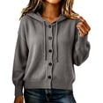 thumbnail image 1 of Maplenight Hooded Cardigans for Women Button Down Knit Sweater Long Sleeve Drawstring Casual Fall Lightweight Sweaters, 1 of 7