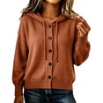 thumbnail image 1 of Maplenight Hooded Cardigans for Women Button Down Knit Sweater Long Sleeve Drawstring Casual Fall Lightweight Sweaters, 1 of 6
