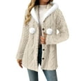 thumbnail image 1 of Maplenight Hooded Fleece Jacket for Women Button Down Thermal Winter Coat Casual Soft Fall Teddy Outerwear Fuzzy Coats, 1 of 7
