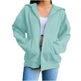 thumbnail image 1 of Maplenight Hoodies Sweatshirts for Women Casual Full Zip Hooded Trendy Jackets Solid Loose Fit Casual Sweatshirt, 1 of 6