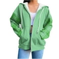 thumbnail image 1 of Maplenight Hoodies for Women Drawstring Zip Up Trendy Sweatshirts Casual Relaxed Fit Plaid Sleeve Sweatshirts for Fall Winter, 1 of 5