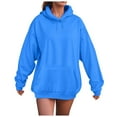 thumbnail image 1 of Maplenight Hoodies for Women Winter Casual Pullover Sweatshirts Solid Relaxed Fit Long Sleeve Hooded Sweatshirt with Pocket, 1 of 3