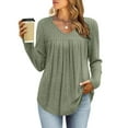 thumbnail image 1 of Maplenight Long Sleeve Shirts for Women Casual Knit Crew Neck Tunic Tops Solid Regular Fit Fall Fashion Clothes, 1 of 9