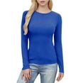 thumbnail image 1 of Maplenight Long Sleeve Shirts for Women Ribbed Knit Fall Tops Fitted Warm Undershirts Cute Basic T-Shirts, 1 of 6