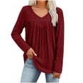 thumbnail image 1 of Maplenight Long Sleeve Shirts for Women Ribbed Knit V-Neck Lightweight Sweaters Casual Tunic Tops Outfits Womens Fall Tops, 1 of 8