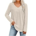 thumbnail image 1 of Maplenight Long Sleeve Shirts for Women Ribbed Knit V-Neck Lightweight Sweaters Casual Tunic Tops Outfits Womens Fall Tops, 1 of 8