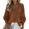 thumbnail image 1 of Maplenight Long Sleeve Shirts for Womens Waffle Knit V-Neck Tops Dressy Casual Blouses Loose Fashion Fall Outfits, 1 of 2