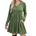 thumbnail image 1 of Maplenight Long Sleeve Sweater Dress for Women Casual Ribbed Knit Fall Dress V Neck Empire Waist Midi Dresses, 1 of 8