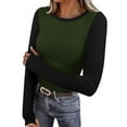 thumbnail image 1 of Maplenight Long Sleeve Thermal Shirt for Women Slim Fit Basic Tops Casual Crewneck Knit Ribbed T Shirts with Thumb Holes, 1 of 6