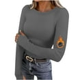 thumbnail image 1 of Maplenight Long Sleeve Thermal Shirts for Women Ribbed Knit Slim Fit Going Out Tops Basic T-Shirt with Thumb Holes Underscrubs Casual Fall Outfits, 1 of 7