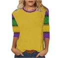 thumbnail image 1 of Maplenight Mardi Gras Shirts for Women 3/4 Length Sleeve Tops Funny Graphic Cute Crew Neck Holiday T-Shirts, 1 of 3