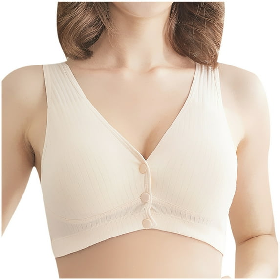 Maplenight Maternity Nursing Bras for Women Cotton No Underwire Front Closure Seamless Comfort Breathable Everyday Bra