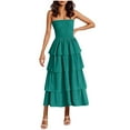 thumbnail image 1 of Maplenight Maxi Dresses for Women Casual Sleeveless Off Shoulder Smocked Tiered Long Sundress,Sizes S-2XL, 1 of 7
