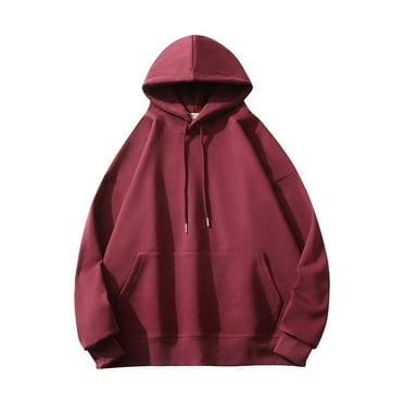 Maplenight Men's Casual Pullover Hoodie Suede Solid Color Men's Long Sleeved Hooded Hoodie Savings on Clearance