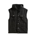 thumbnail image 1 of Maplenight Men's Denim Vest Removable Hooded Sleeveless Drawstring Vest Spring Fall Casual Zip Up Jacket, 1 of 2