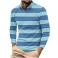 thumbnail image 1 of Maplenight Men's Shirts Lapel Long Sleeve Half Zip Trendy Shirts Color Block Striped Printed Slim Casual Tops, 1 of 4