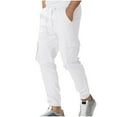 thumbnail image 1 of Maplenight Mens Cargo Pants Elastic Waist Drawstring Running Pants Solid Color Taper Leg Regular Fit Casual Trousers with Pockets, 1 of 5