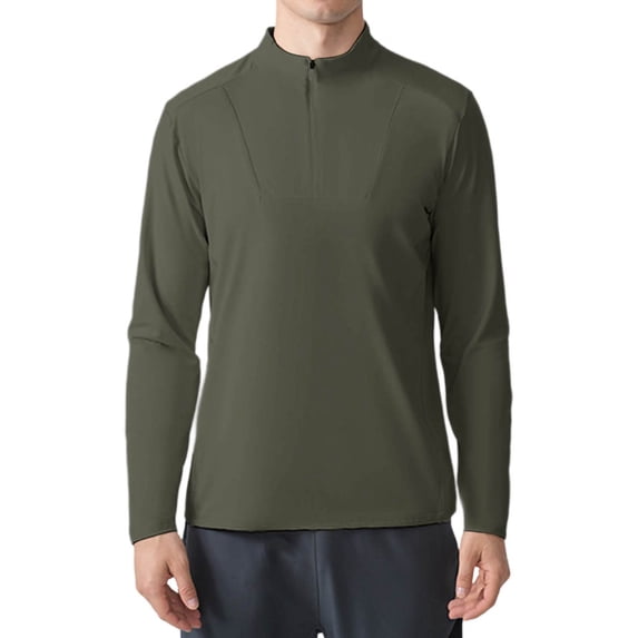 Maplenight Mens Quarter Zip Sweatshirt High Elastic Mock Neck Slim Fit Long Sleeve Pullover Tops Outdoor Sports Running Gym Warm Active Shirts