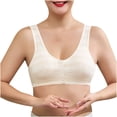 thumbnail image 1 of Maplenight Older Women's Bras Front Closure Padded Snap Closing Bra Full Coverage Wirefree Breathable Comfy Racerback Bra, 1 of 7