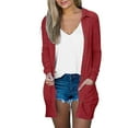 thumbnail image 1 of Maplenight Open Front Cardigan for Women Button Down Long Sleeve Lapel Loose Soft Casual Cardigans Cover Ups with Pockets, 1 of 5